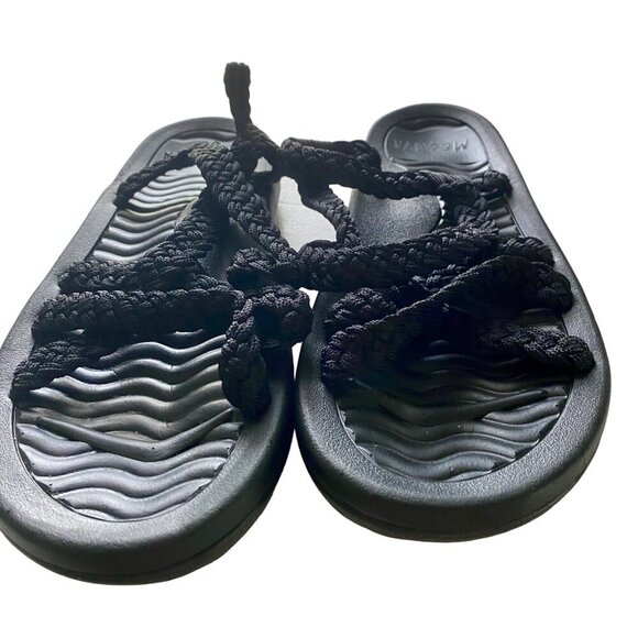 Megnya Women's Black Braided Rope Walking Sandals with Arch Support Size 10 - Picture 6 of 10